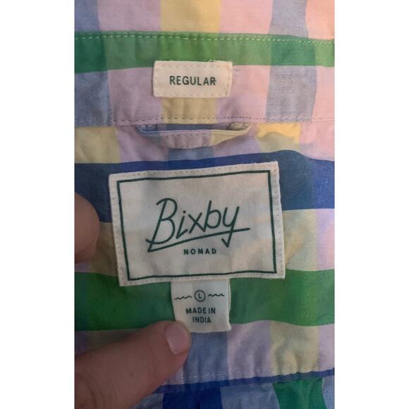 Bixby nomad Button Down Shirt blue green Mens size large - Picture 4 of 6